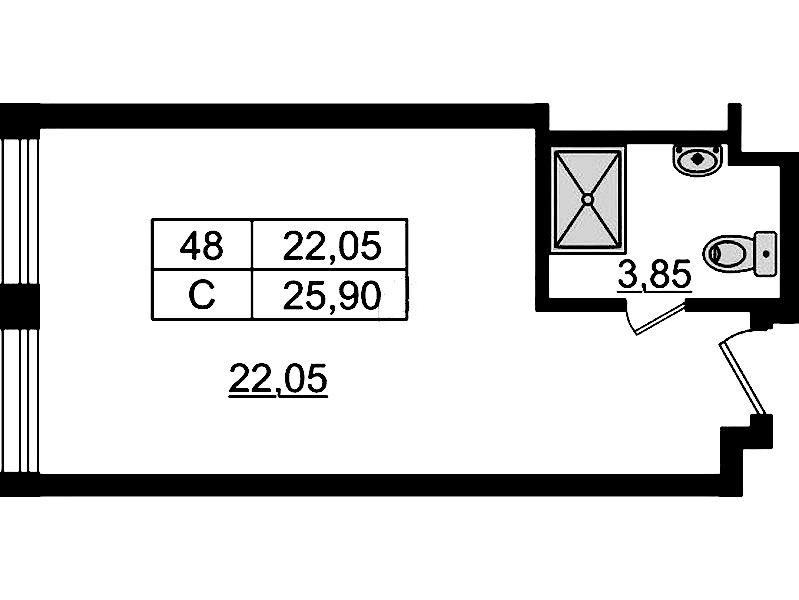 Квартира студия 26.15 м², 9/9 эт., Апарт-отель «Апарт отель Well»